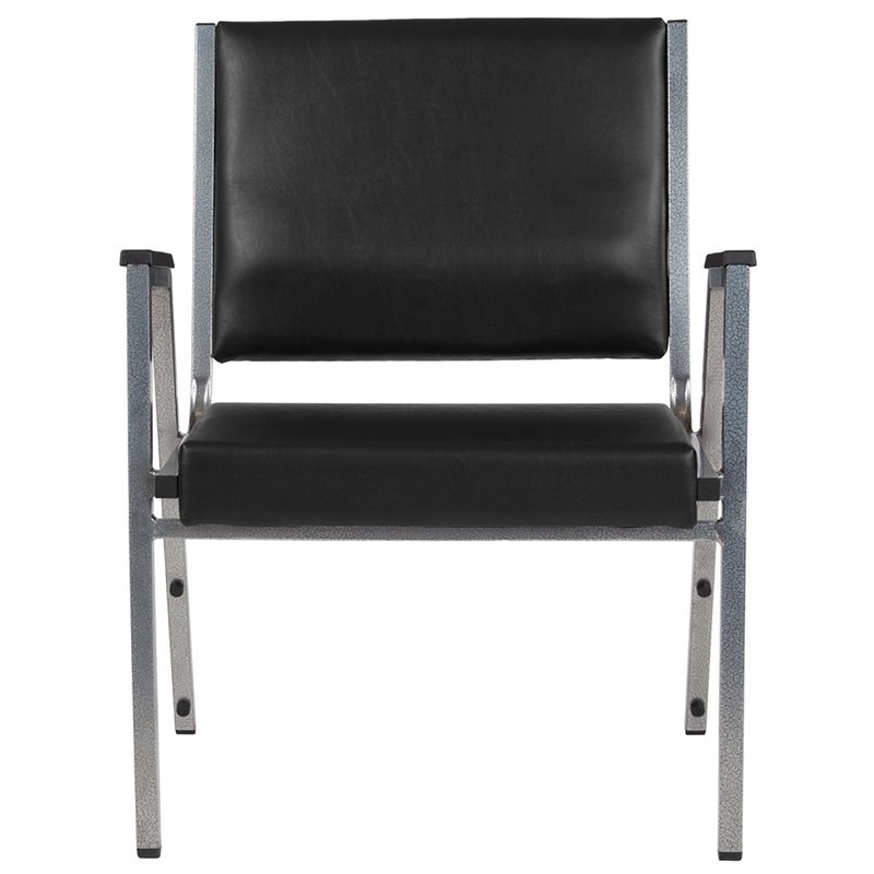 Flash Furniture Hercules Faux Leather Bariatric Arm Chair in Black and Silver