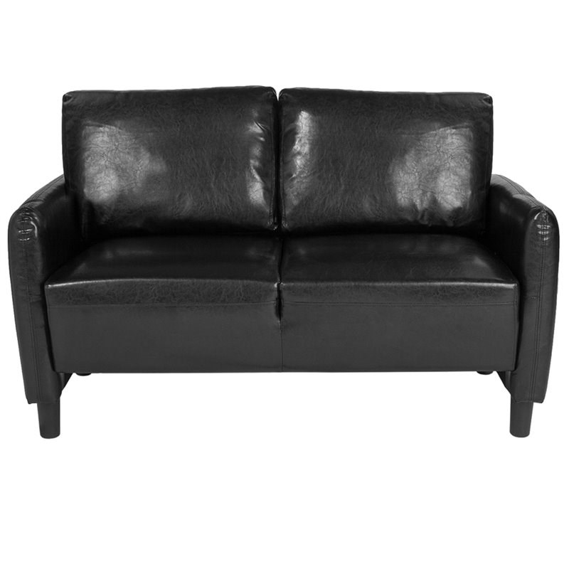 Flash Furniture Candler Park Leather Loveseat in Black