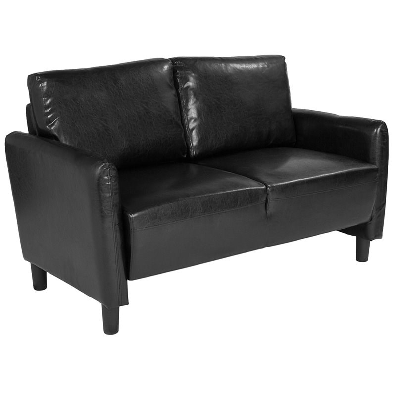 Flash Furniture Candler Park Leather Loveseat in Black