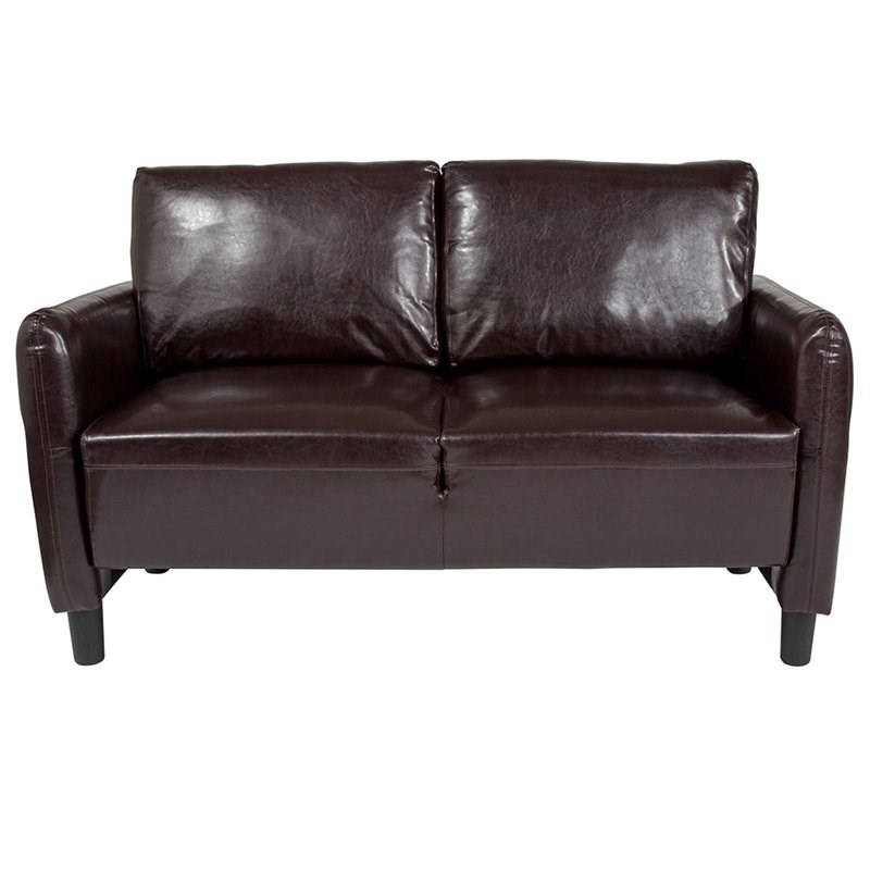 Flash Furniture Candler Park Leather Loveseat in Brown and Black
