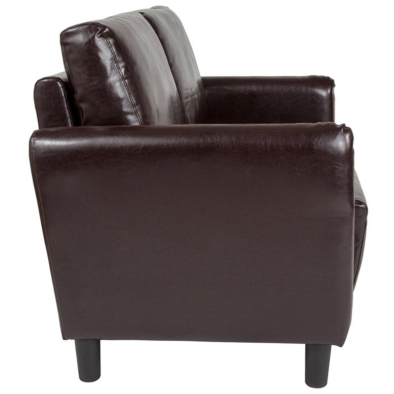 Flash Furniture Candler Park Leather Loveseat in Brown and Black