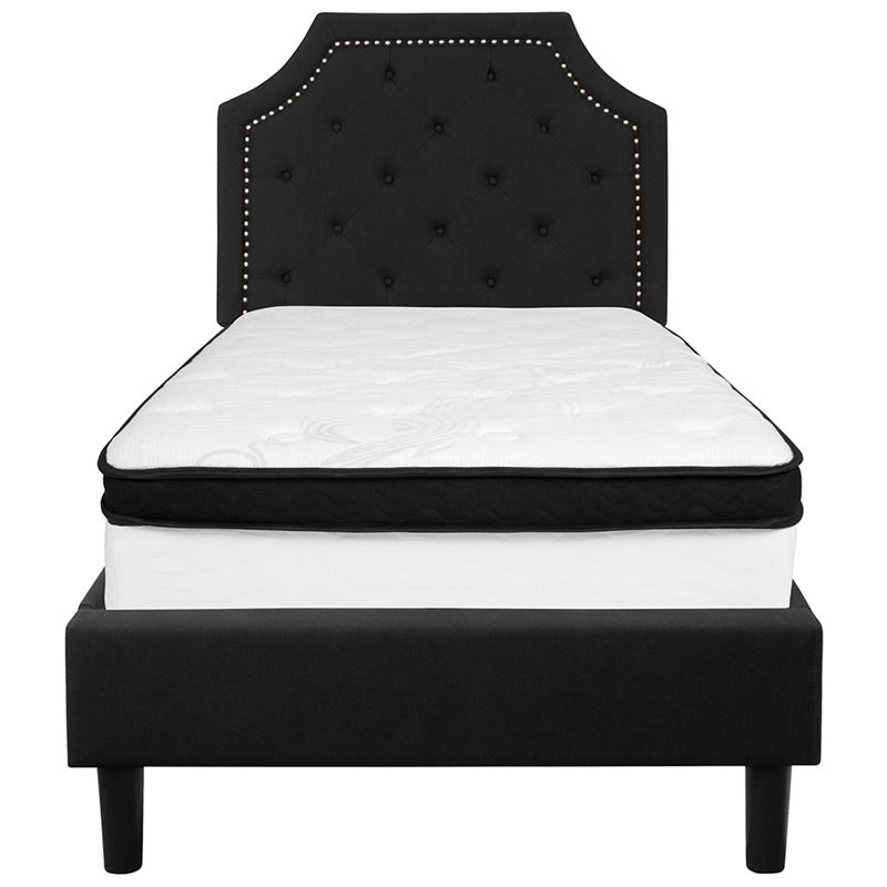 Flash Furniture Brighton Tufted Twin Platform Bed in Black