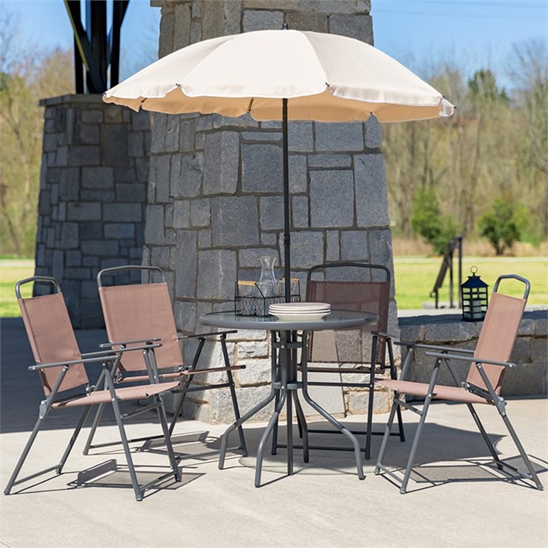 Marvelous Gray Patio Dining Set With Umbrella Ideas