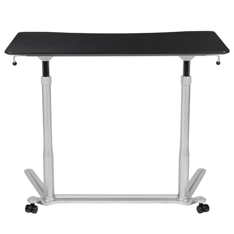 Flash Furniture Sit Down and Stand Up Desk in Black and Silver