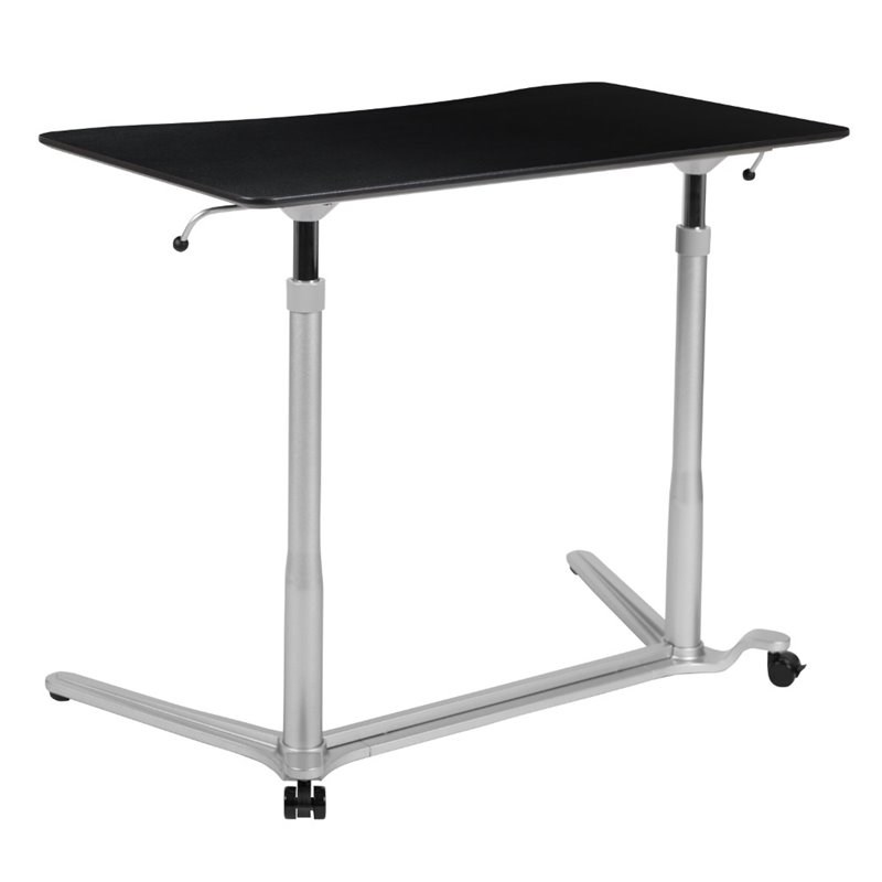 Flash Furniture Sit Down and Stand Up Desk in Black and Silver