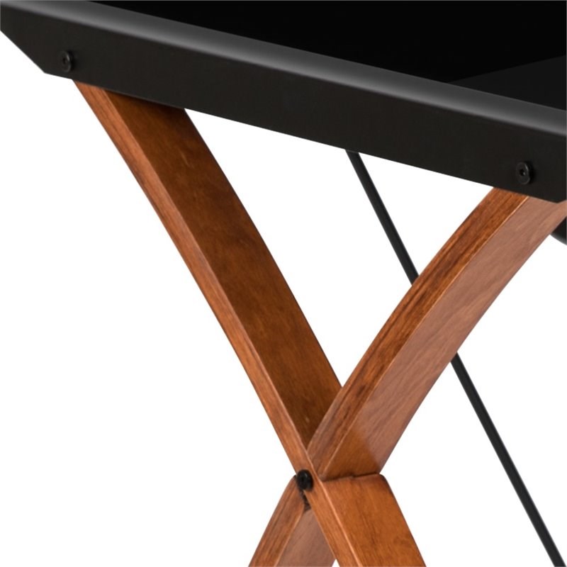 Flash Furniture Glass Top Computer Desk in Black and Cherry 