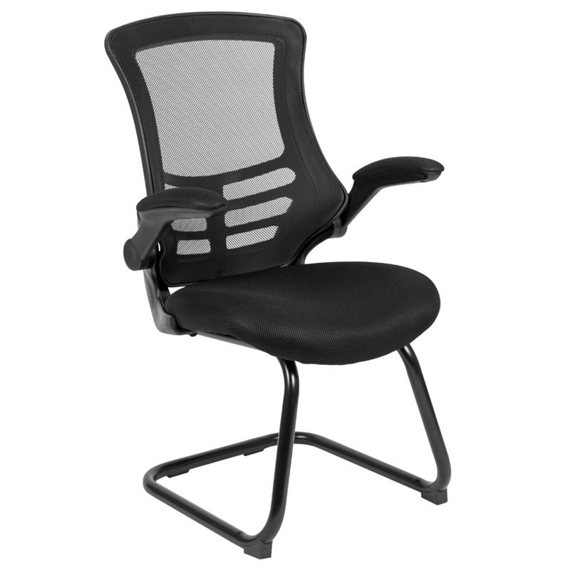 Flash Furniture Mesh Sled Office Side Chair in Black