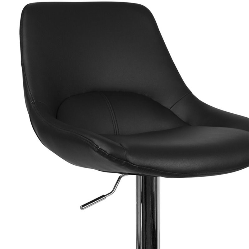 Flash Furniture Faux Leather Gas Lift Adjustable Swivel Bar Stool in Black