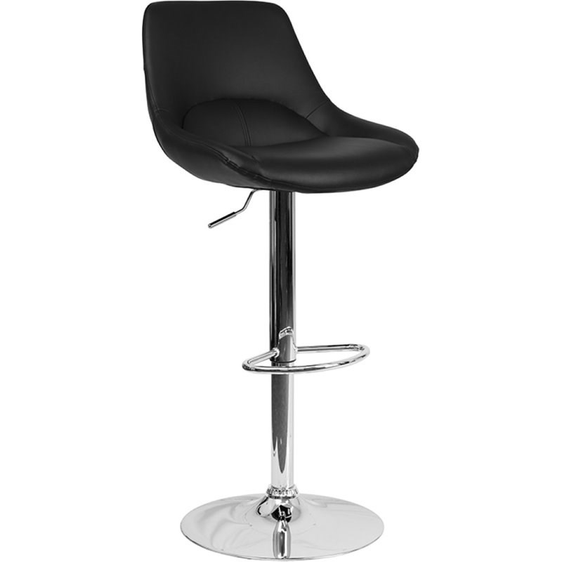 Flash Furniture Faux Leather Gas Lift Adjustable Swivel Bar Stool in Black