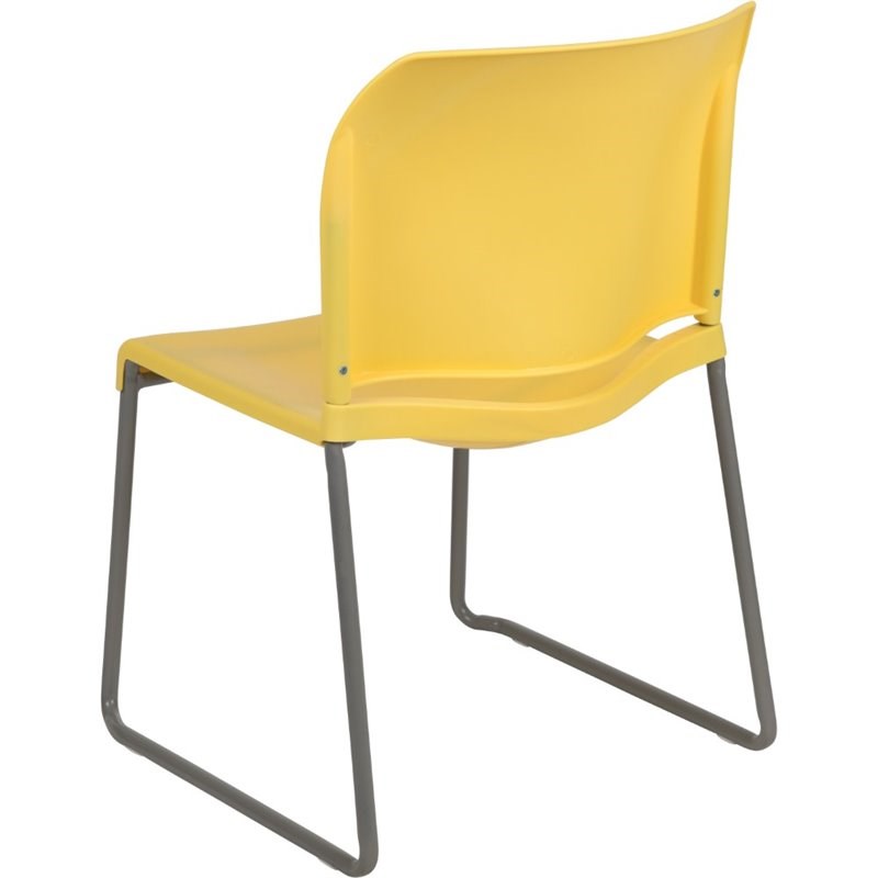 Flash Furniture Hercules Plastic Sled Base Stacking Chair in Yellow