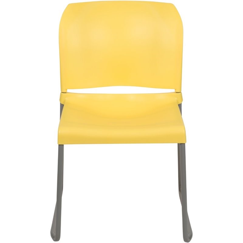 Flash Furniture Hercules Plastic Sled Base Stacking Chair in Yellow