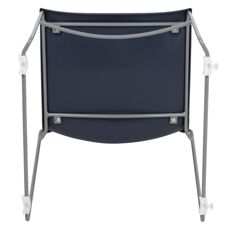 Flash Furniture Hercules Plastic Sled Base Contoured Stacking Chair in Navy