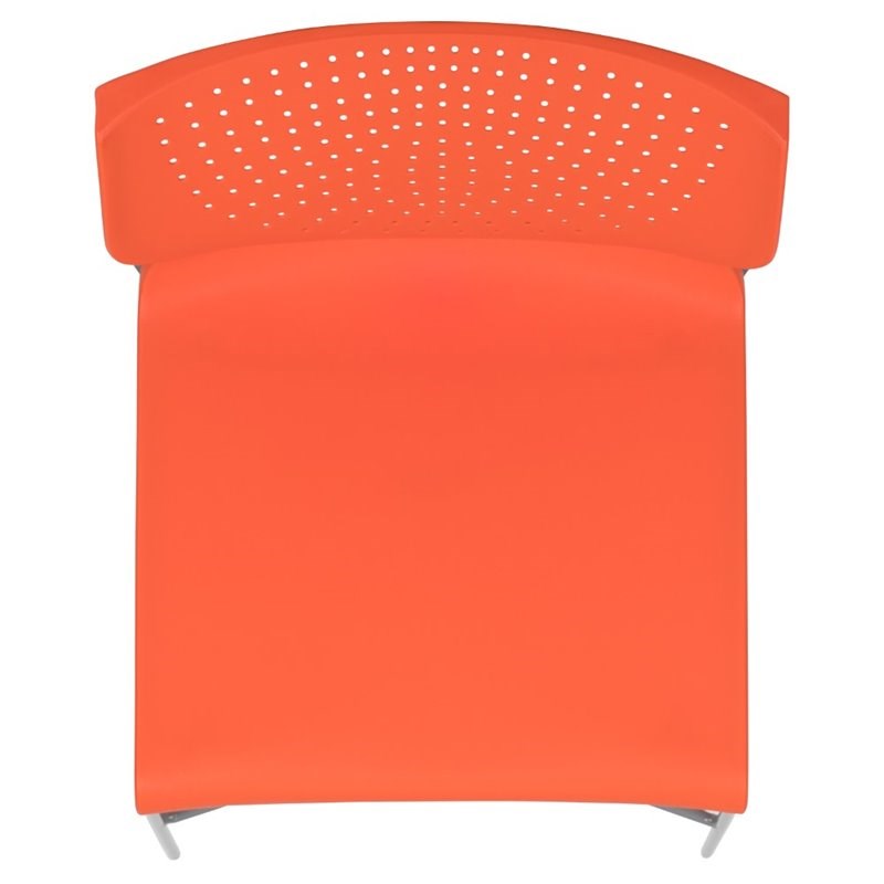 Flash Furniture Hercules Plastic Sled Base Contoured Stacking Chair in Orange