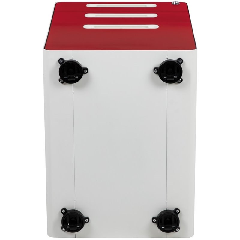 Flash Furniture 3 Drawer Modern Mobile File Cabinet in White and Red