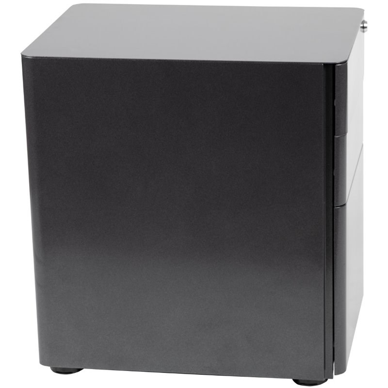 Flash Furniture 3 Drawer Smooth Modern Mobile File Cabinet in Black