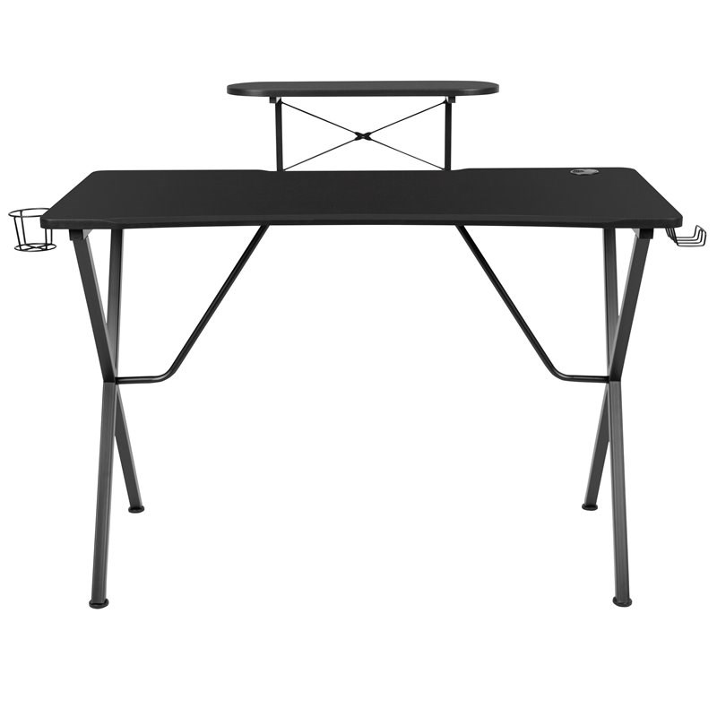 Flash Furniture Platform Gaming Desk with Cup Holder in Black