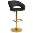 Flash Furniture Faux Leather Mid Back Adjustable Bar Stool in Black and Gold
