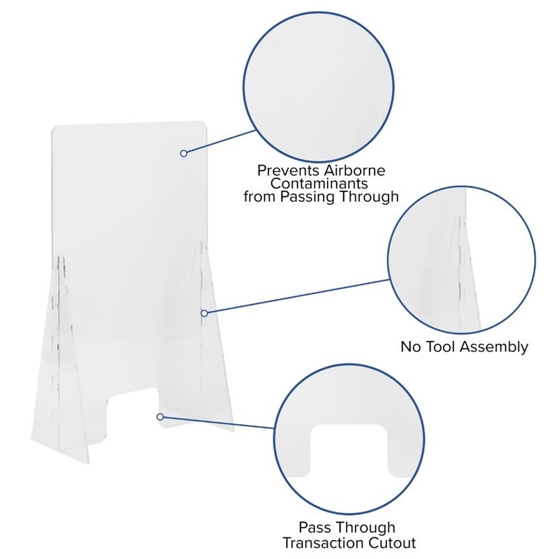 Flash Furniture Acrylic Free-Standing Register Shield-Sneeze Guard- 42