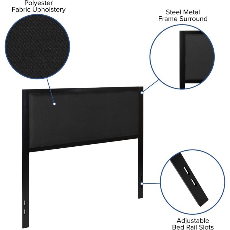 Flash Furniture Fabric Upholstered Full Metal Panel Headboard in Black