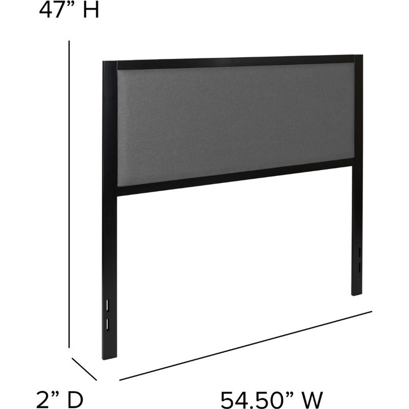 Flash Furniture Fabric Upholstered Full Metal Panel Headboard in Dark Gray