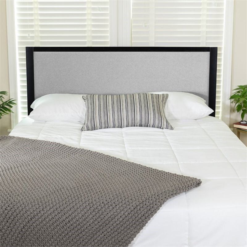 Flash Furniture Fabric Upholstered Full Metal Panel Headboard in Light Gray