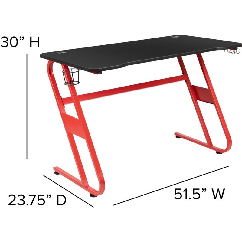 Flash Furniture 2 Piece Z-Frame Gaming Desk Set in Red and Blue