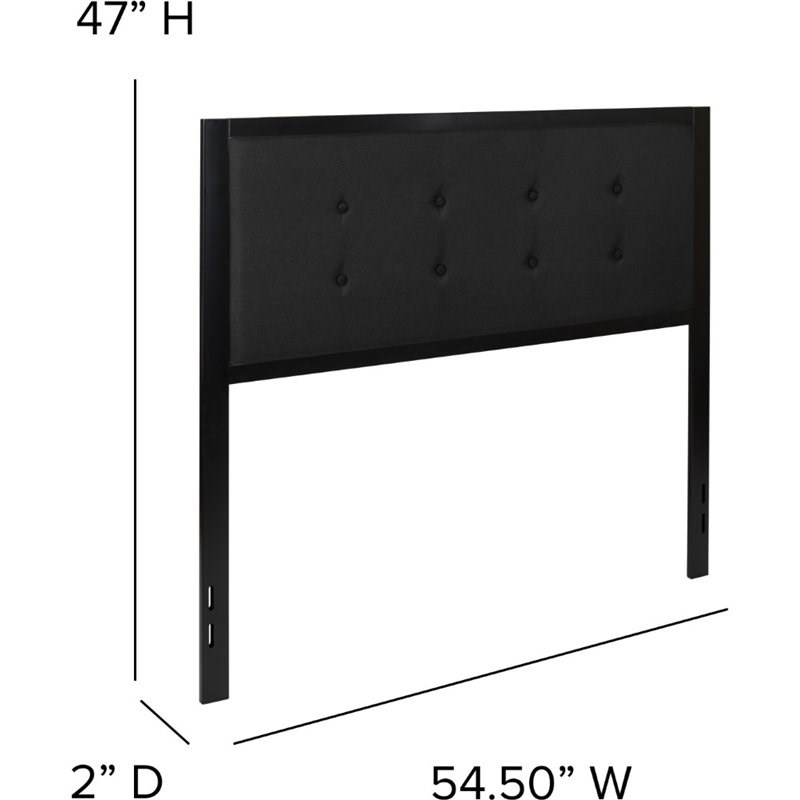 Flash Furniture Fabric Tufted Full Metal Panel Headboard in Black