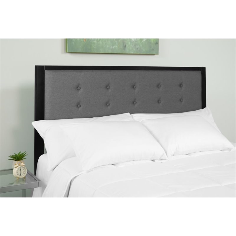 Flash Furniture Tufted Fabric and Metal Queen Panel Headboard in Dark Gray