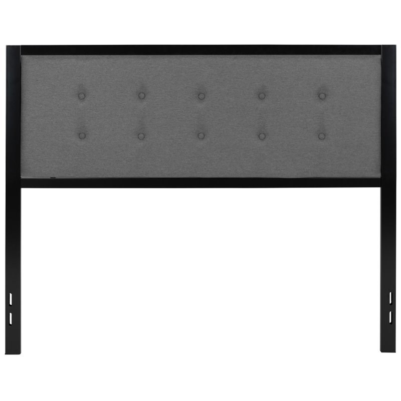 Flash Furniture Tufted Fabric and Metal Queen Panel Headboard in Dark Gray
