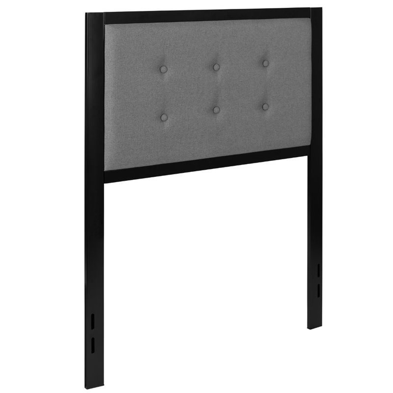Flash Furniture Fabric Tufted Twin Metal Panel Headboard in Dark Gray