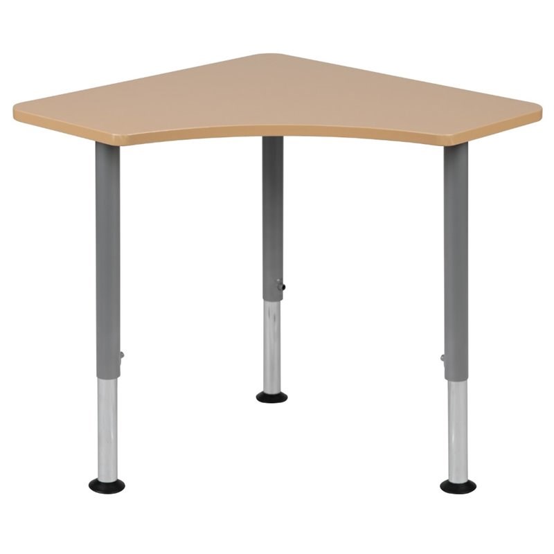 Flash Furniture Triangonal Collaborative Adjustable Student Desk in Natural