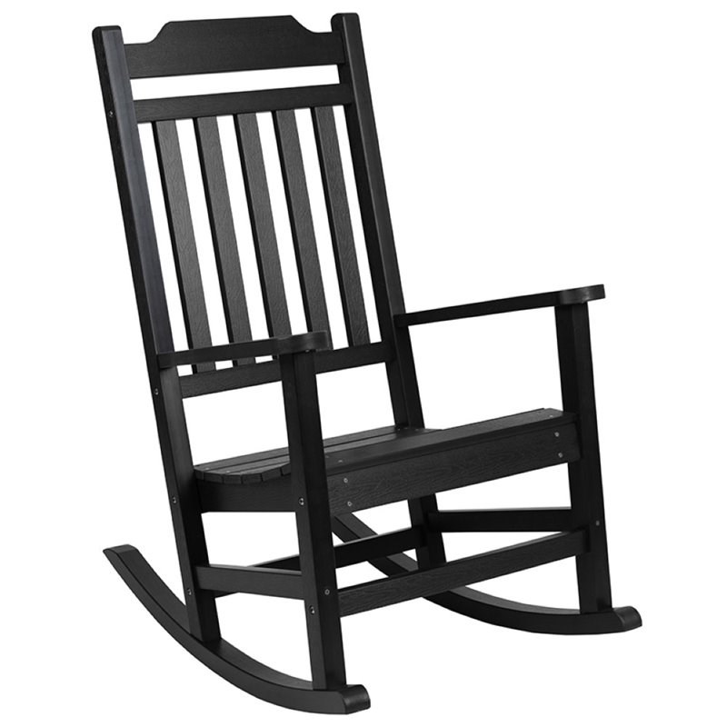 Flash Furniture Winston All-Weather Patio Rocking Chair in Black (Set of 2)