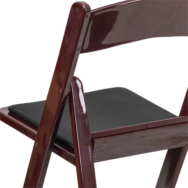 Flash Furniture Hercules Vinyl Padded Seat Folding Chair in Mahogany (Set of 2)