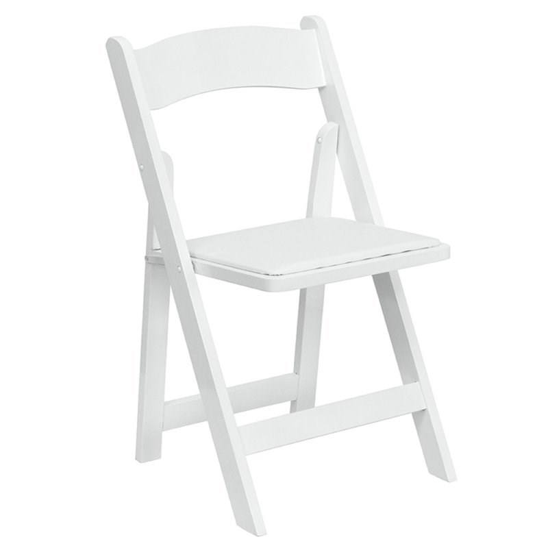 Flash Furniture Hercules Wooden Vinyl Seat Folding Chair in White (Set of 2)