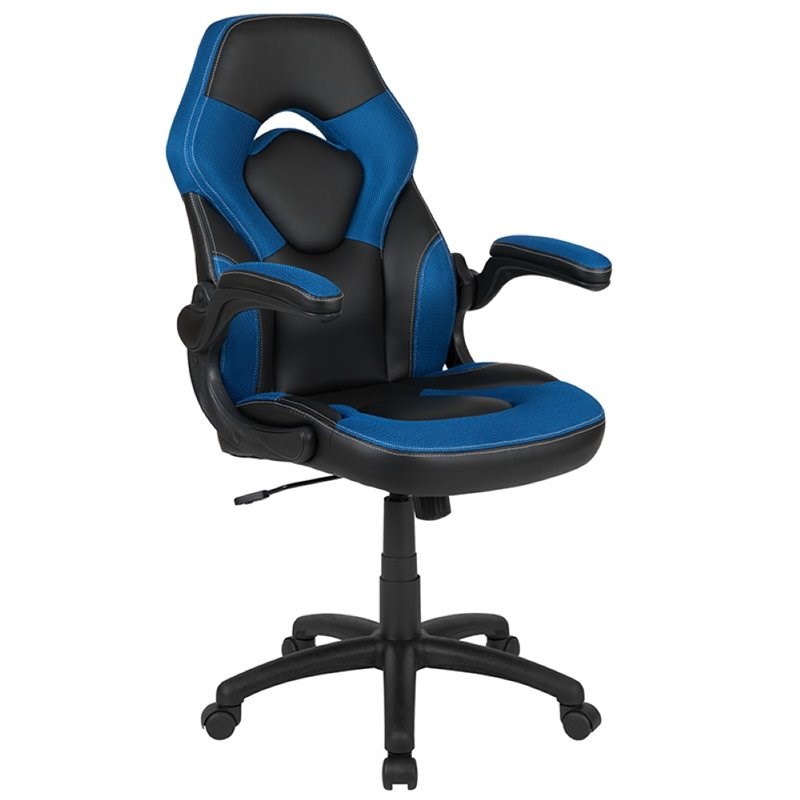 Flash Furniture Gaming Desk and Racing Swivel Chair Set in Black and Blue