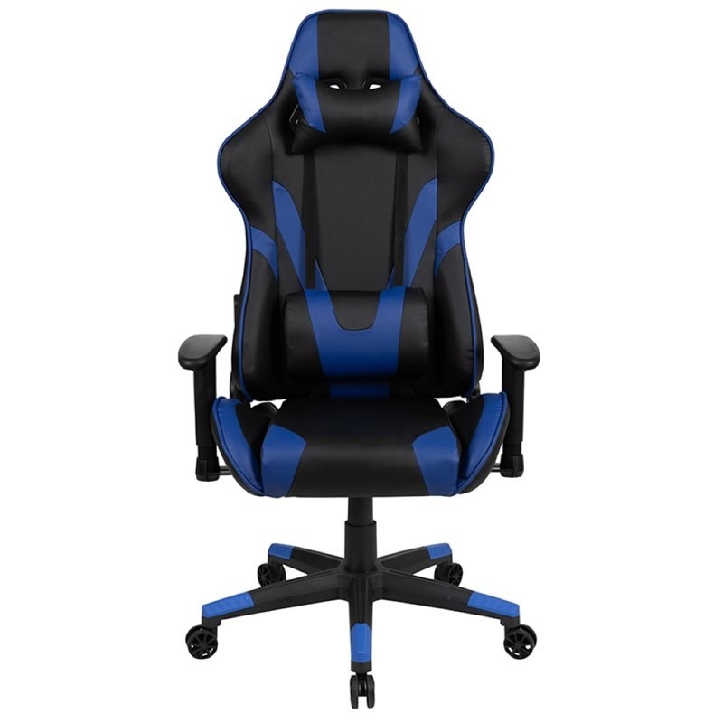 Flash Furniture X20 Leather Racing Reclining Gaming Chair in Black and Blue
