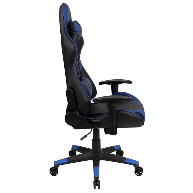 Flash Furniture X20 Leather Racing Reclining Gaming Chair in Black and Blue