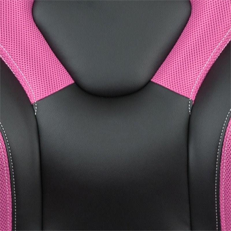 Flash Furniture Gaming Desk and Racing Swivel Chair Set in Red and Pink