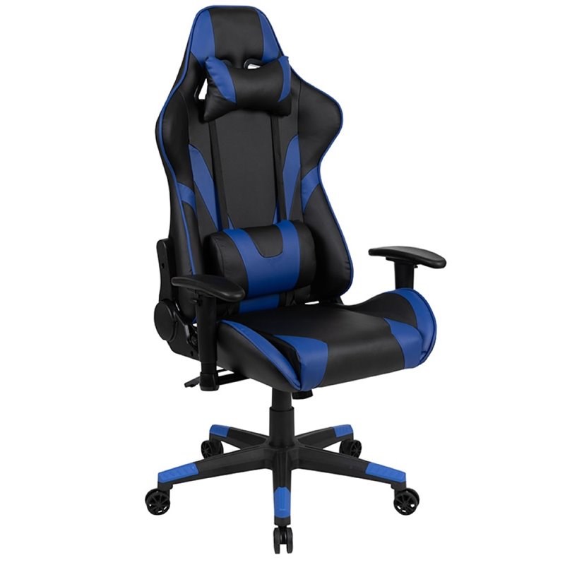 Flash Furniture Gaming Desk and Racing Reclining Chair Set in Black and Blue