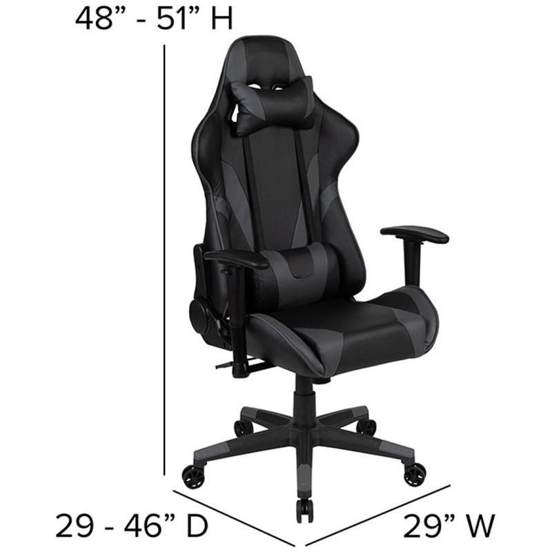 Flash Furniture Gaming Desk and Racing Reclining Chair Set in Black and Gray