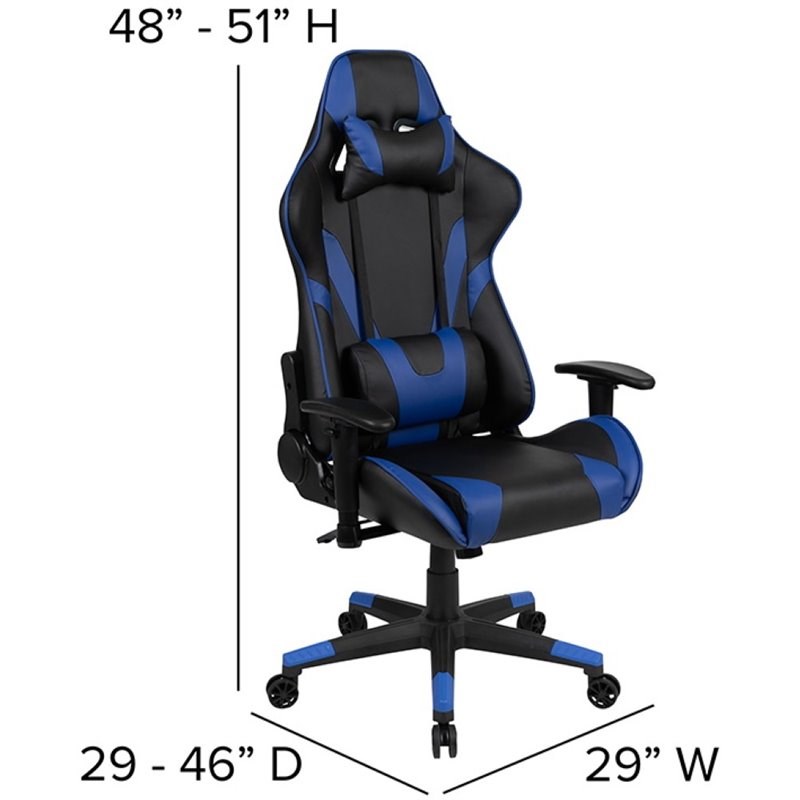 Flash Furniture Gaming Desk and Racing Reclining Chair Set in Red and Blue