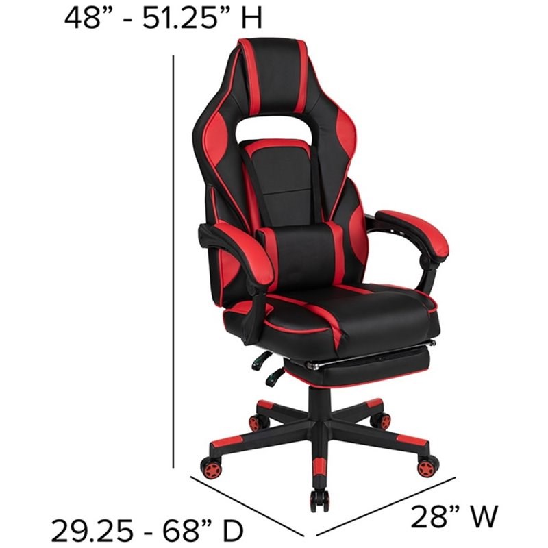 Flash Furniture Gaming Desk and Racing Reclining Chair Set in Black and Red