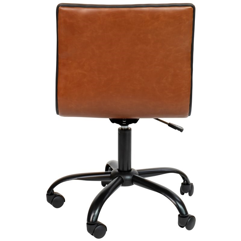 Flash Furniture Faux Leather Low Back Office Swivek Chair in Brown and Black