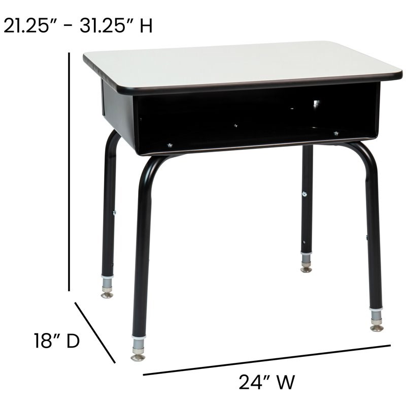 Flash Furniture Open Front Laminate Top Classroom Desk in Gray