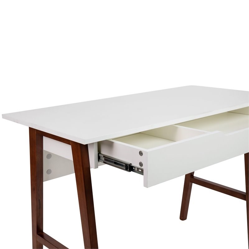 Flash Furniture Wooden Computer Desk in White and Walnut