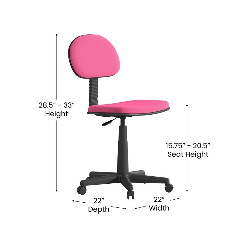 Flash Furniture Swivel Plastic Office Chair with Padded Back and Seat in Pink