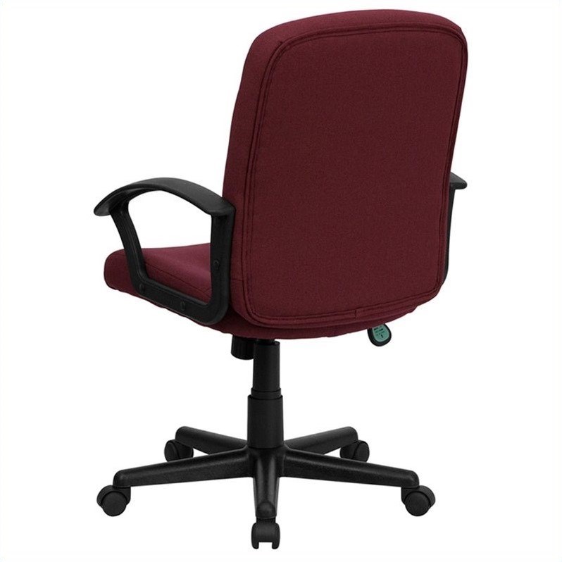 Flash Furniture Mid Back Office Chair with Nylon Arms in Burgundy