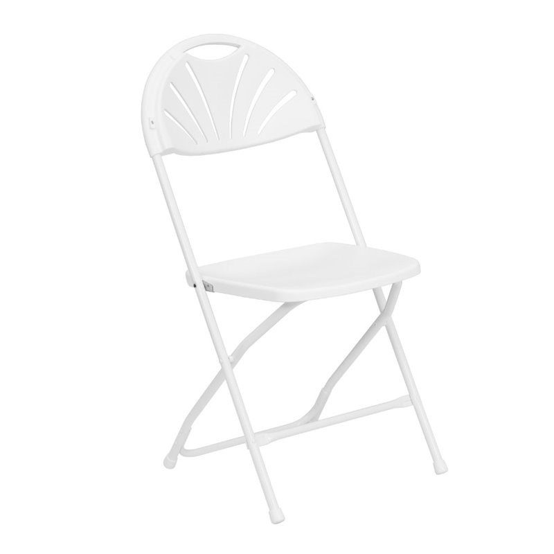 Flash Furniture Hercules Plastic Fan Back Folding Chair in White