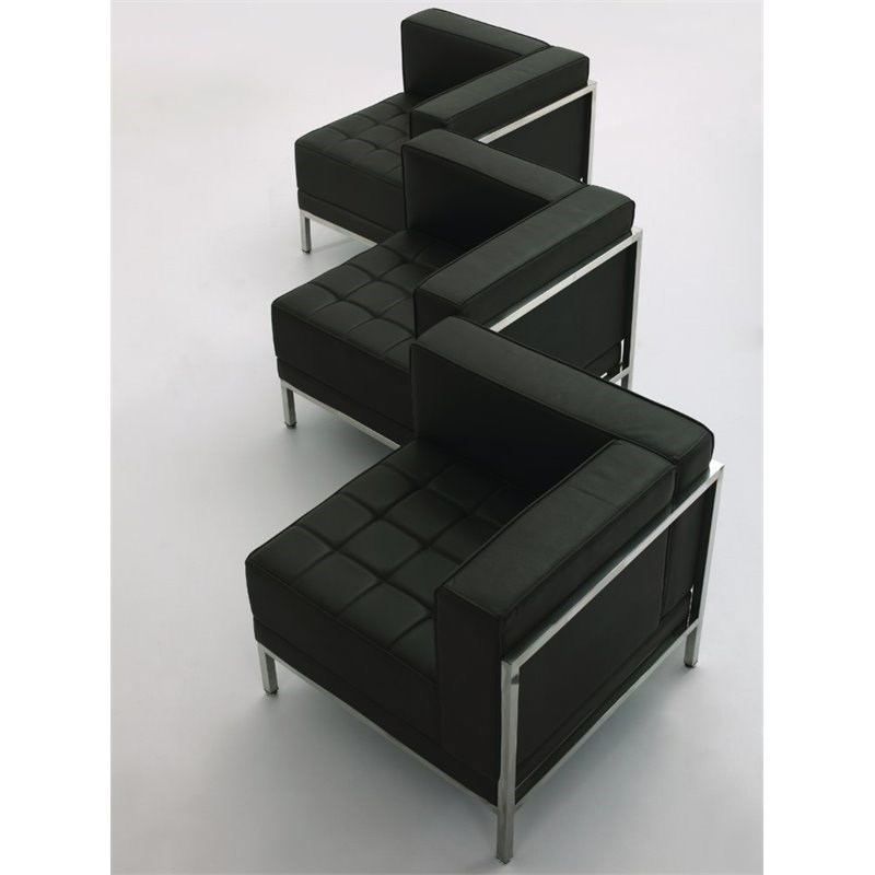 Flash Furniture Hercules Imagination Leather Tufted Left Corner Chair in Black