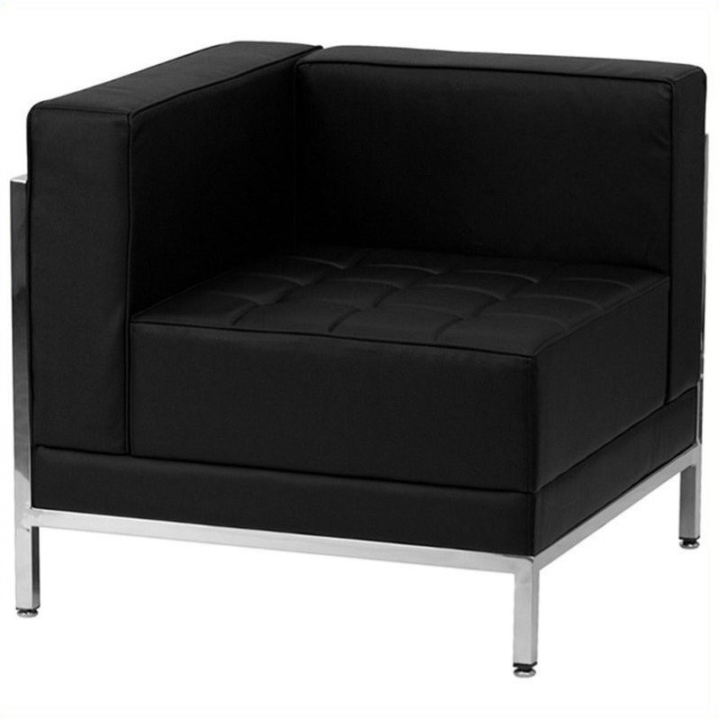 Flash Furniture Hercules Imagination Leather Tufted Left Corner Chair in Black